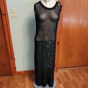 Tahari Sparkling Black Mesh Dress
